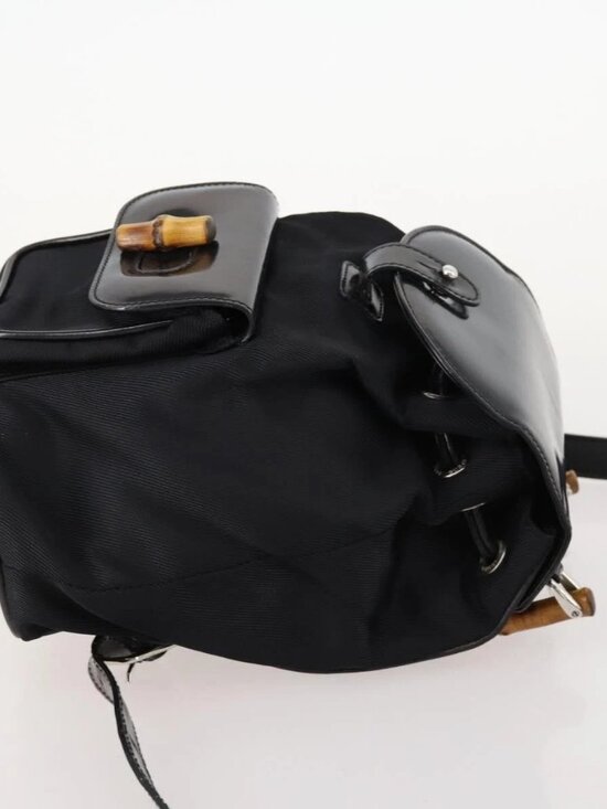 GUCCI Bamboo Backpack Patent leather Black Gold 003 2058 0030 Auth LNZ235 main image 13